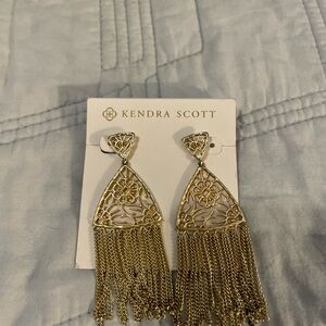 Kendra Scott Gold Filigree Triangle Chain Tassel Earrings